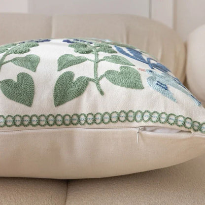 Verden Botanical Cushion Cover - Embroidered Microfiber 18x18 Inches