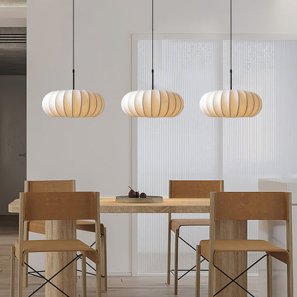 Fabric Drum Shade Hanging Lamp 20-Inch Diameter Height-Adjustable Drop Light for Dining Table Kitchen Counter Island White Black Finish Mode