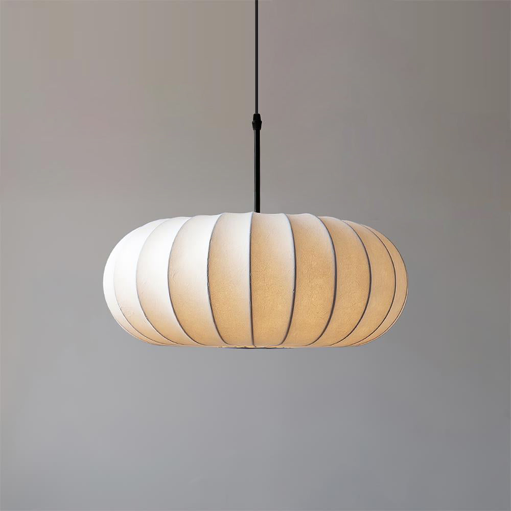 Fabric Drum Shade Hanging Lamp 20-Inch Diameter Height-Adjustable Drop Light for Dining Table Kitchen Counter Island White Black Finish Mode