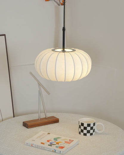Fabric Drum Shade Hanging Lamp 20-Inch Diameter Height-Adjustable Drop Light for Dining Table Kitchen Counter Island White Black Finish Mode