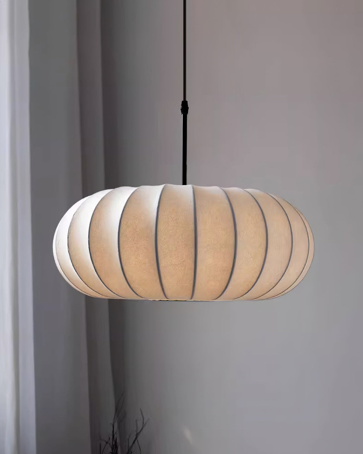 Fabric Drum Shade Hanging Lamp 20-Inch Diameter Height-Adjustable Drop Light for Dining Table Kitchen Counter Island White Black Finish Mode