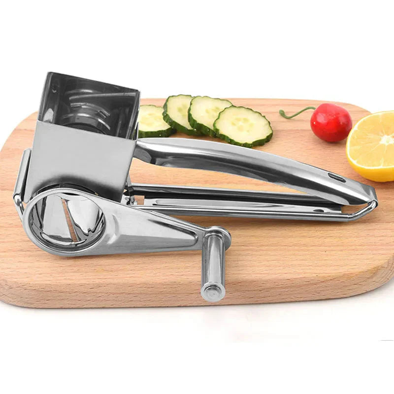 Versatile Cheese Grater with Ergonomic Handle & 3 Interchangeable Cutters | Stainless Steel for Effortless Food Prep
