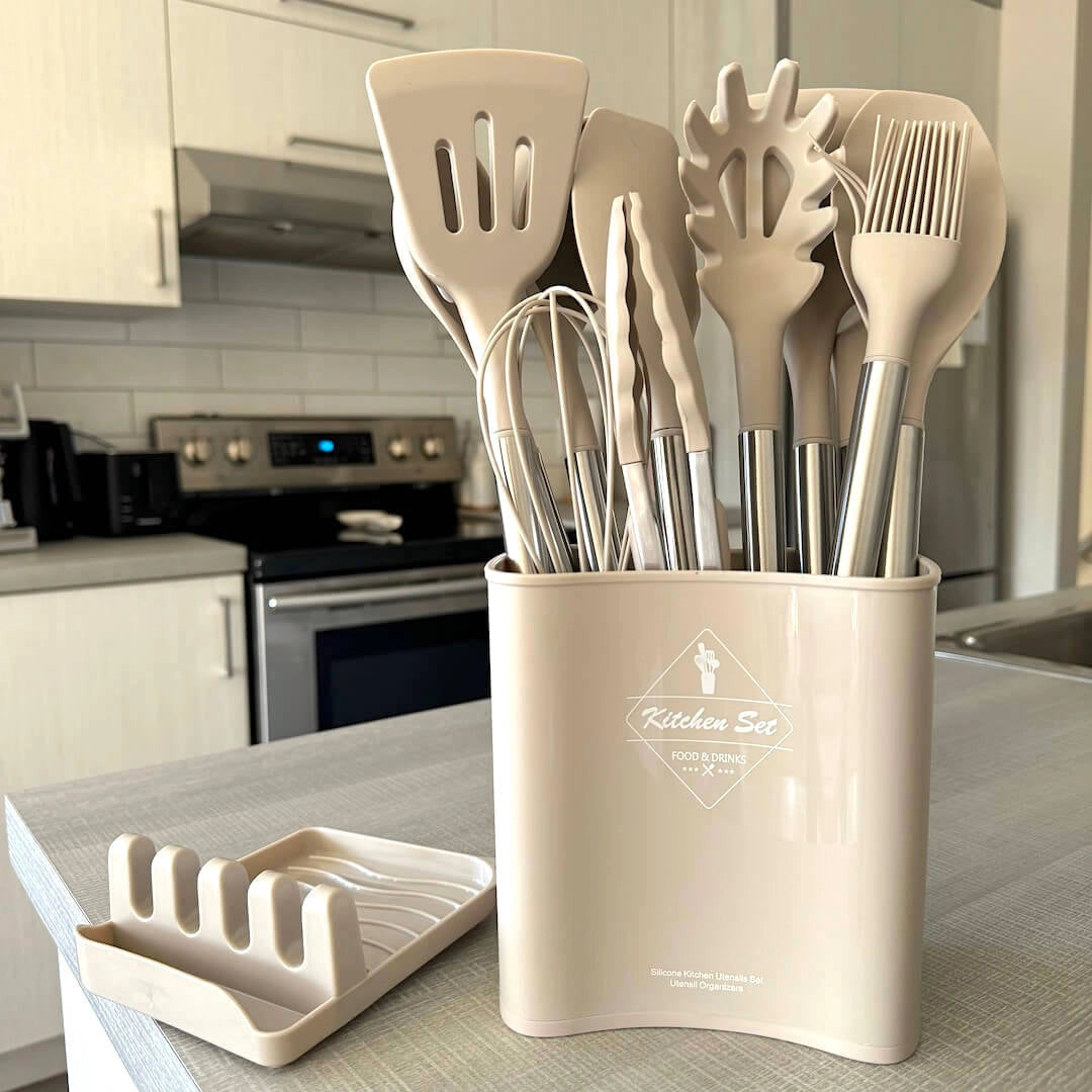 Versatile Kitchen Utensil Set | Silicone Cooking Utensils with Heat Resistance | Essential Tools for Safe Cooking