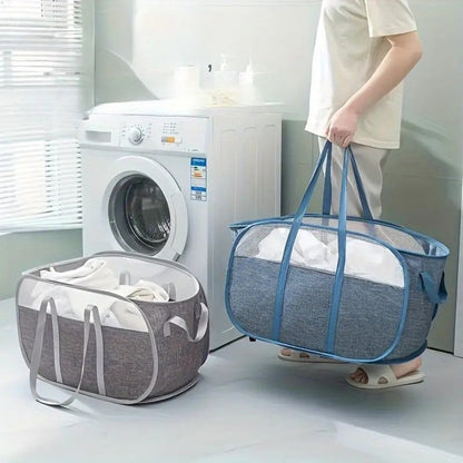 Versatile Pop-Up Laundry Basket with Breathable Mesh Panels for Easy Carrying