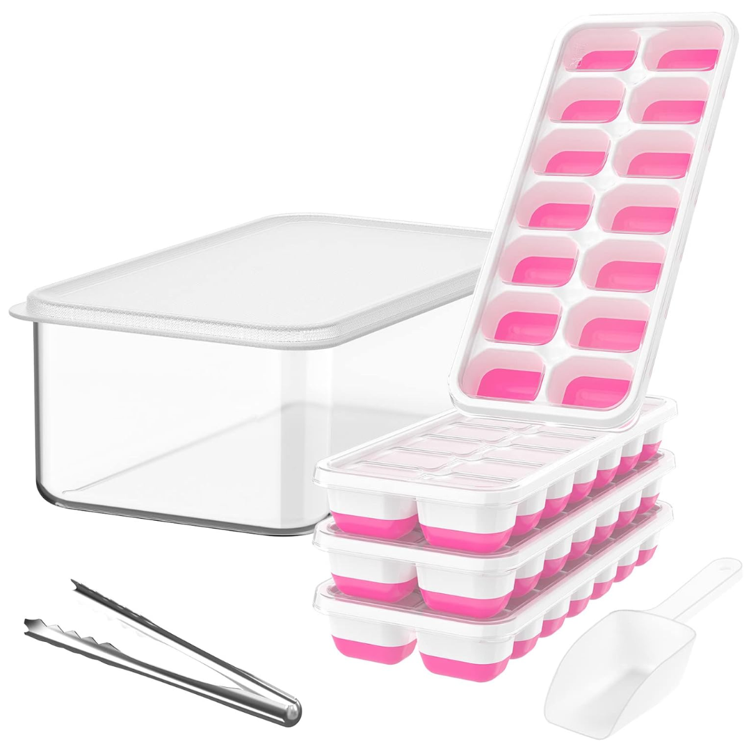 Versatile Silicone Ice Cube Trays with Storage Bin for Easy Ice Organization