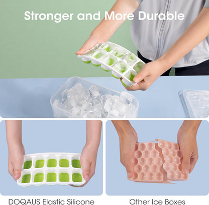 Versatile Silicone Ice Cube Trays with Storage Bin for Easy Ice Organization