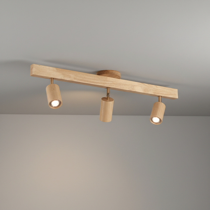 Adjustable Track Light with Wood Finish GU10 Socket Swivel Directional Spotlights for Kitchen Living Room Bedroom Home Accent Task Lighting