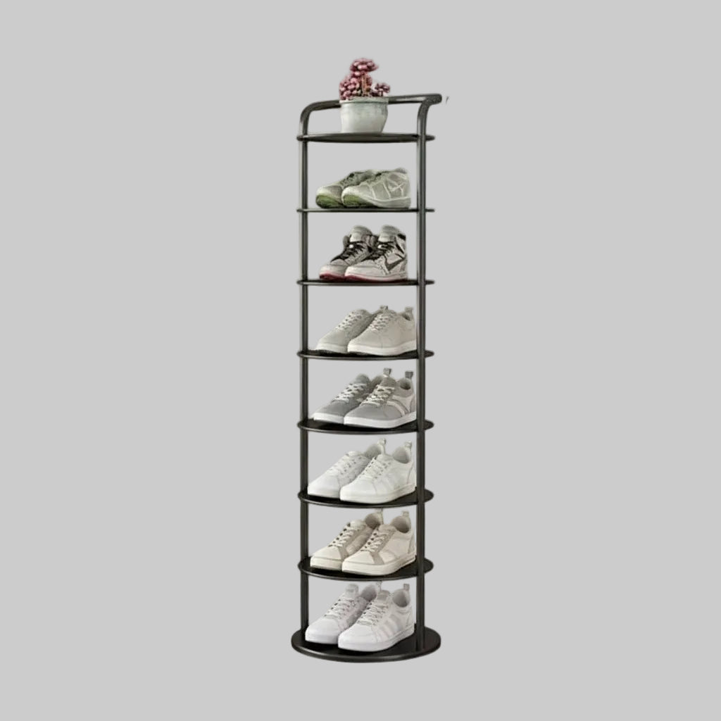 Vertical Shoe Rack | Space-Saving Metal Organizer with Multiple Tiers | Minimalist Design for Entryway Storage