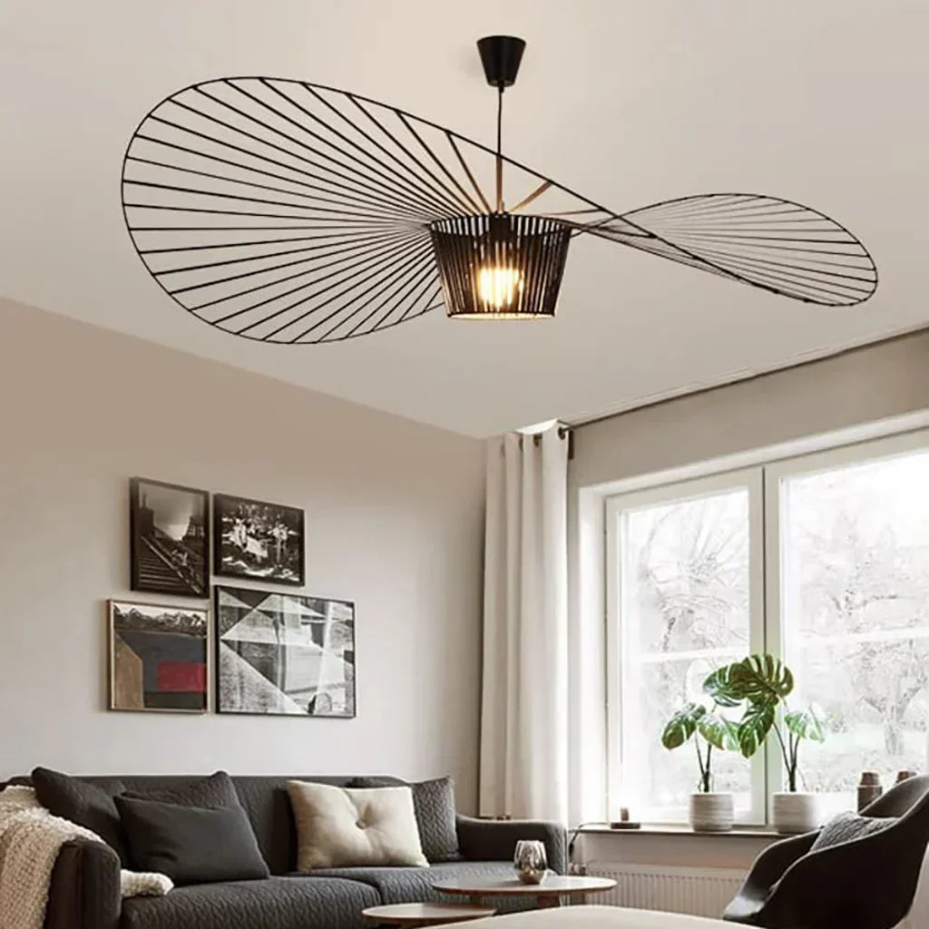 Oversized Drop Ceiling Fixture with Adjustable 59 in Cable for Open-Concept Kitchens & Dining Areas | Wide Sculptural Shade | E27 Socket | M