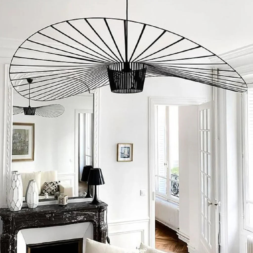 Oversized Drop Ceiling Fixture with Adjustable 59 in Cable for Open-Concept Kitchens & Dining Areas | Wide Sculptural Shade | E27 Socket | M