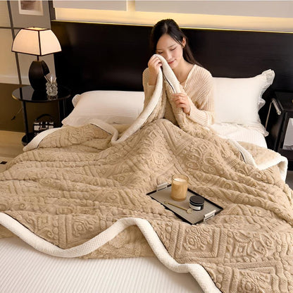 Vesper Velvet Blanket - Plush Sherpa Backing, Year-Round Comfort