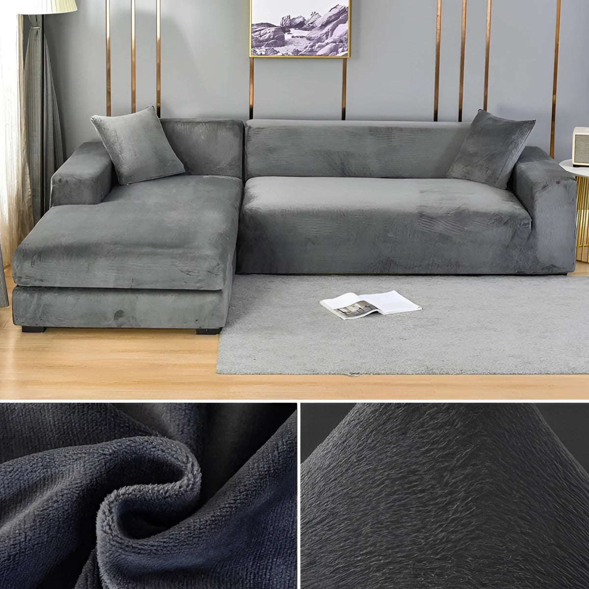 Ortekor Vexa | Modern Velvet Sectional Sofa Cover with Stretchable Fabric | Elegant Protection for Your Furniture