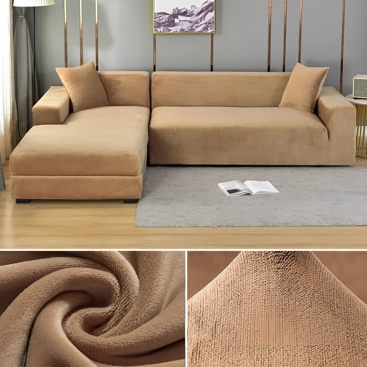 Ortekor Vexa | Modern Velvet Sectional Sofa Cover with Stretchable Fabric | Elegant Protection for Your Furniture
