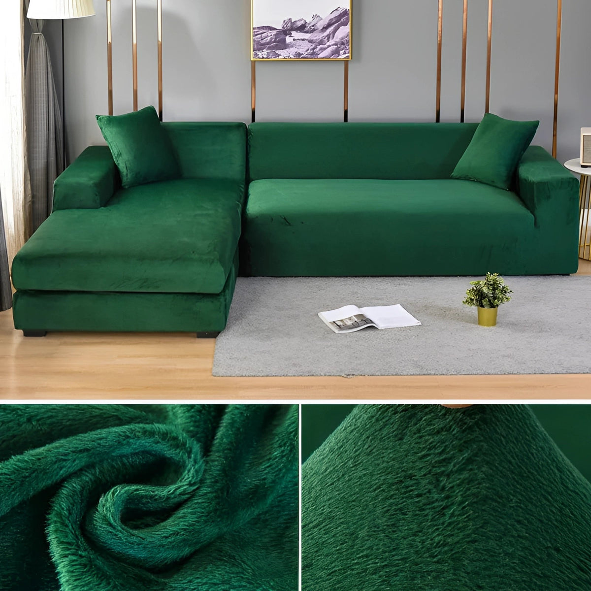 Ortekor Vexa | Modern Velvet Sectional Sofa Cover with Stretchable Fabric | Elegant Protection for Your Furniture