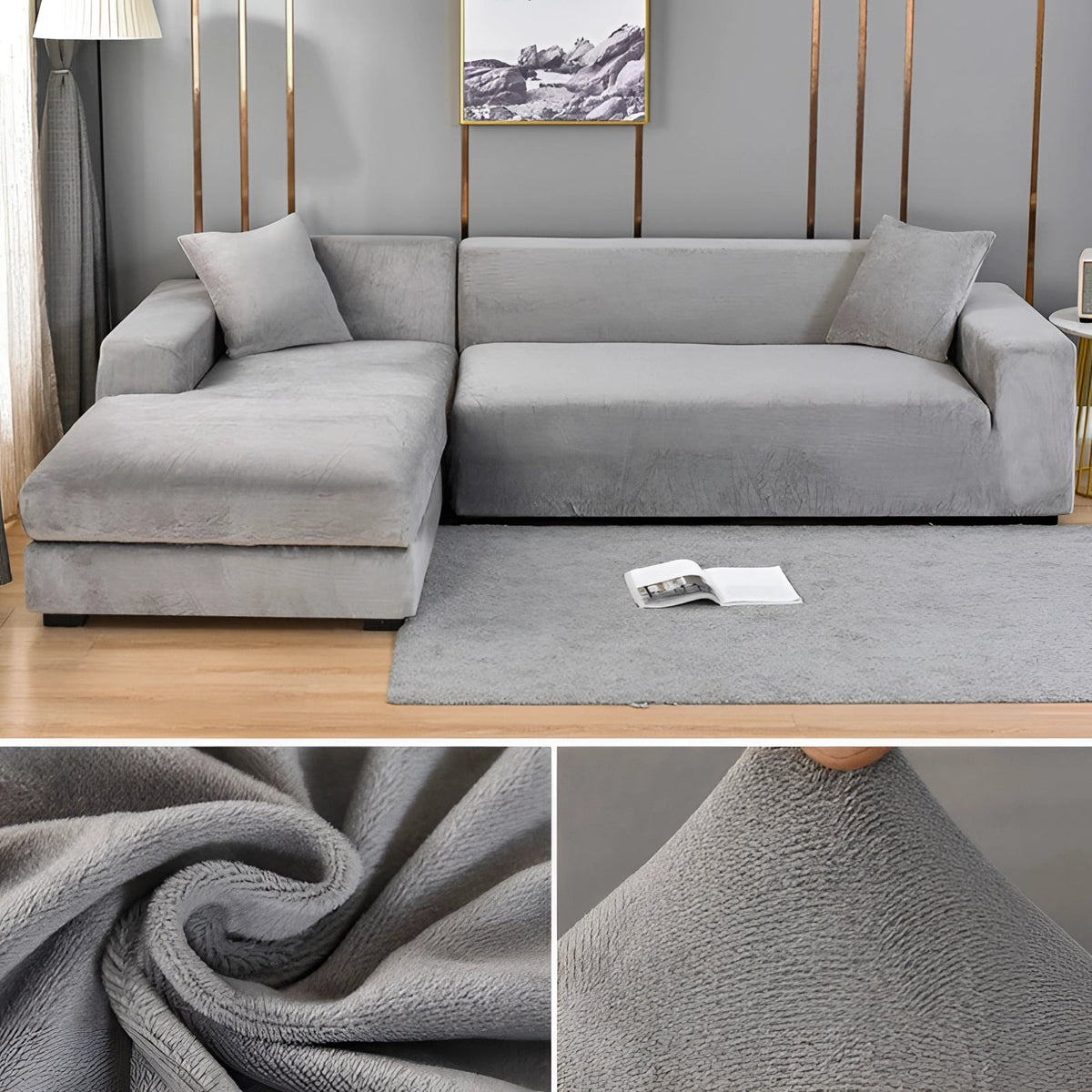 Ortekor Vexa | Modern Velvet Sectional Sofa Cover with Stretchable Fabric | Elegant Protection for Your Furniture