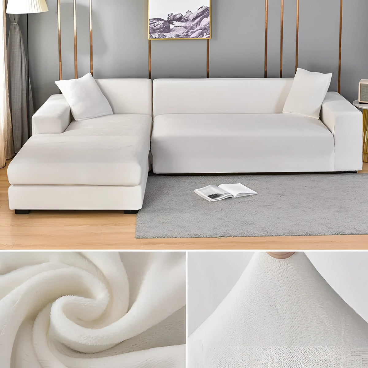Ortekor Vexa | Modern Velvet Sectional Sofa Cover with Stretchable Fabric | Elegant Protection for Your Furniture