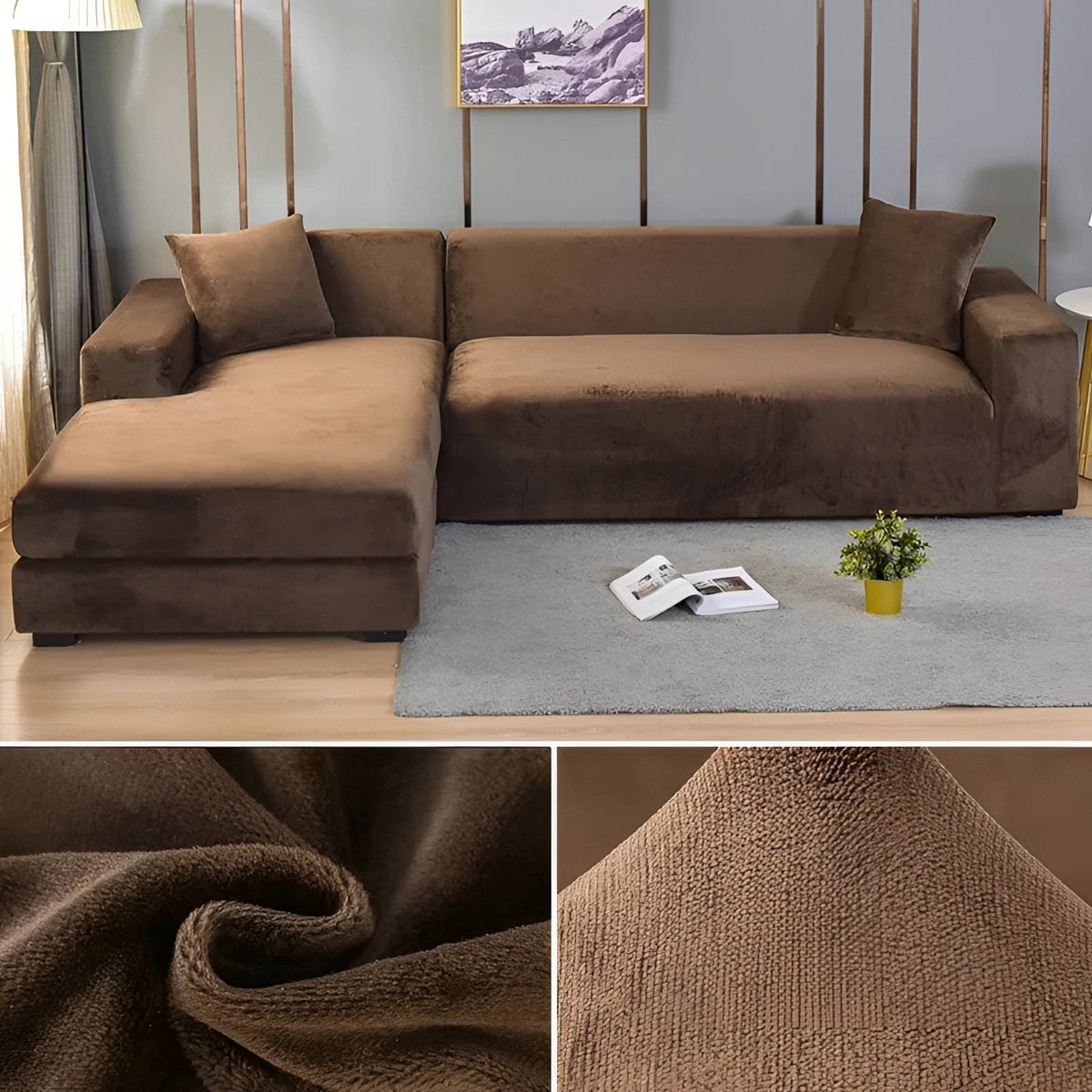 Ortekor Vexa | Modern Velvet Sectional Sofa Cover with Stretchable Fabric | Elegant Protection for Your Furniture