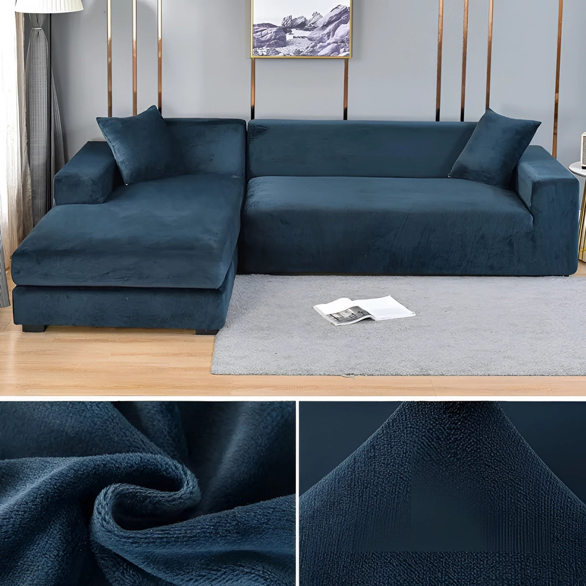 Ortekor Vexa | Modern Velvet Sectional Sofa Cover with Stretchable Fabric | Elegant Protection for Your Furniture