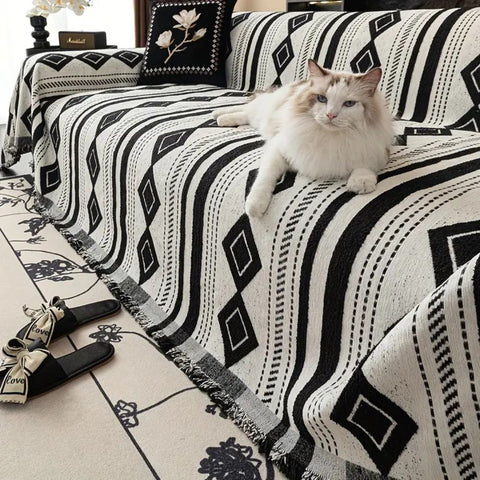 Vibe Tide Sofa Cover - Microfiber Blend, Bohemian Stripe