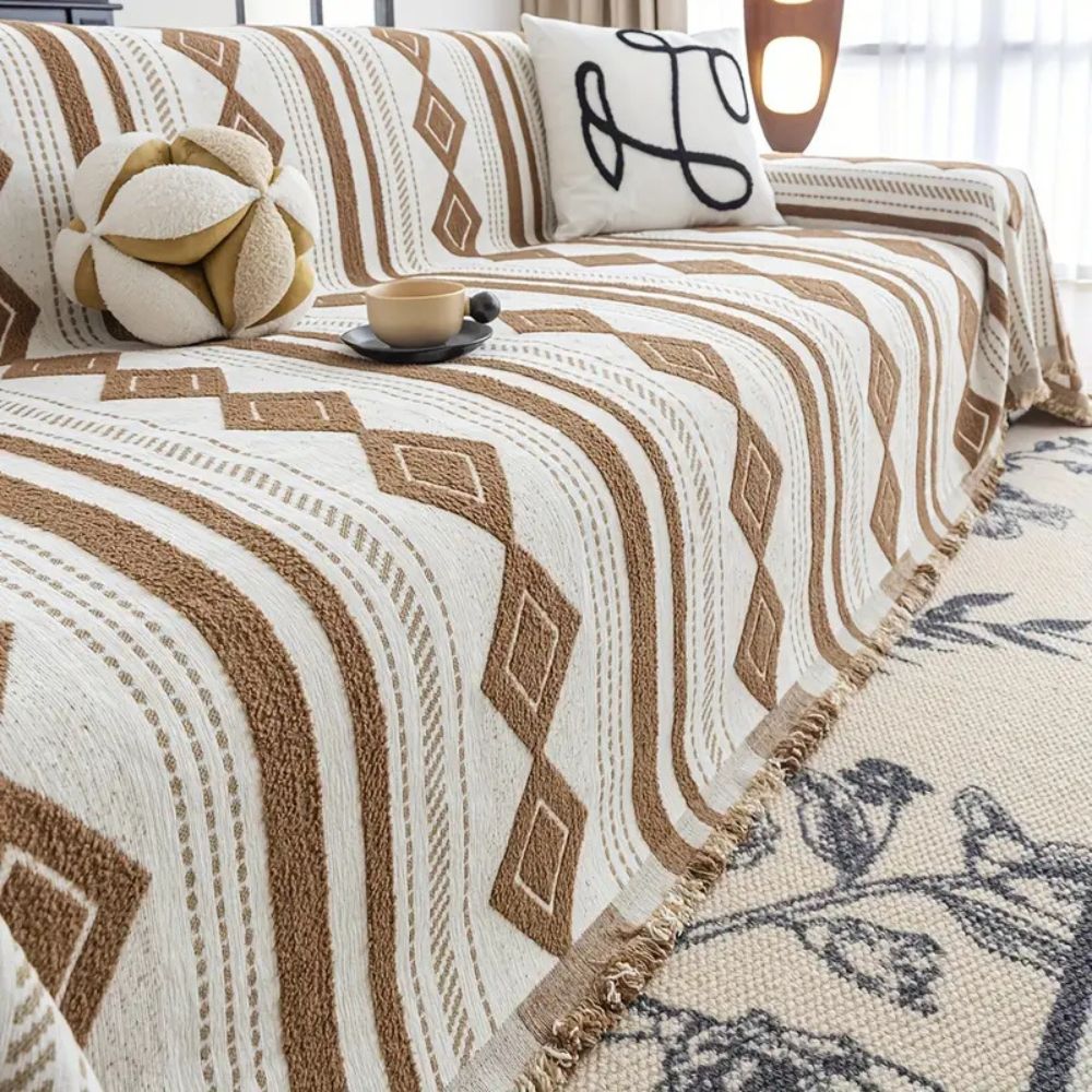 Vibe Tide Sofa Cover - Microfiber Blend, Bohemian Stripe