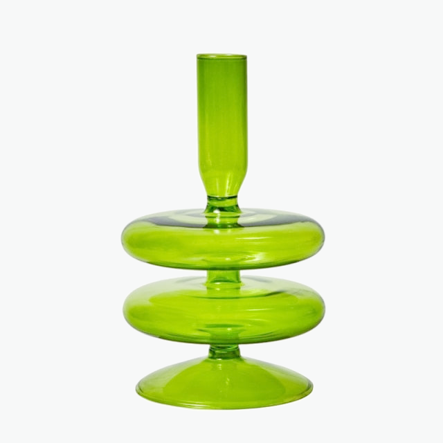 Vibrant Green Glass Candle Holders – Unique Shapes for Stylish Decor
