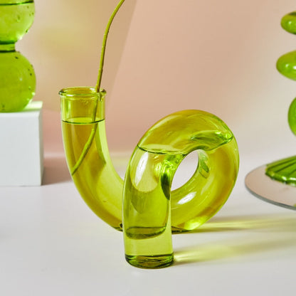 Vibrant Green Glass Candle Holders – Unique Shapes for Stylish Decor