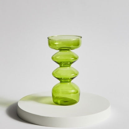 Vibrant Green Glass Candle Holders – Unique Shapes for Stylish Decor