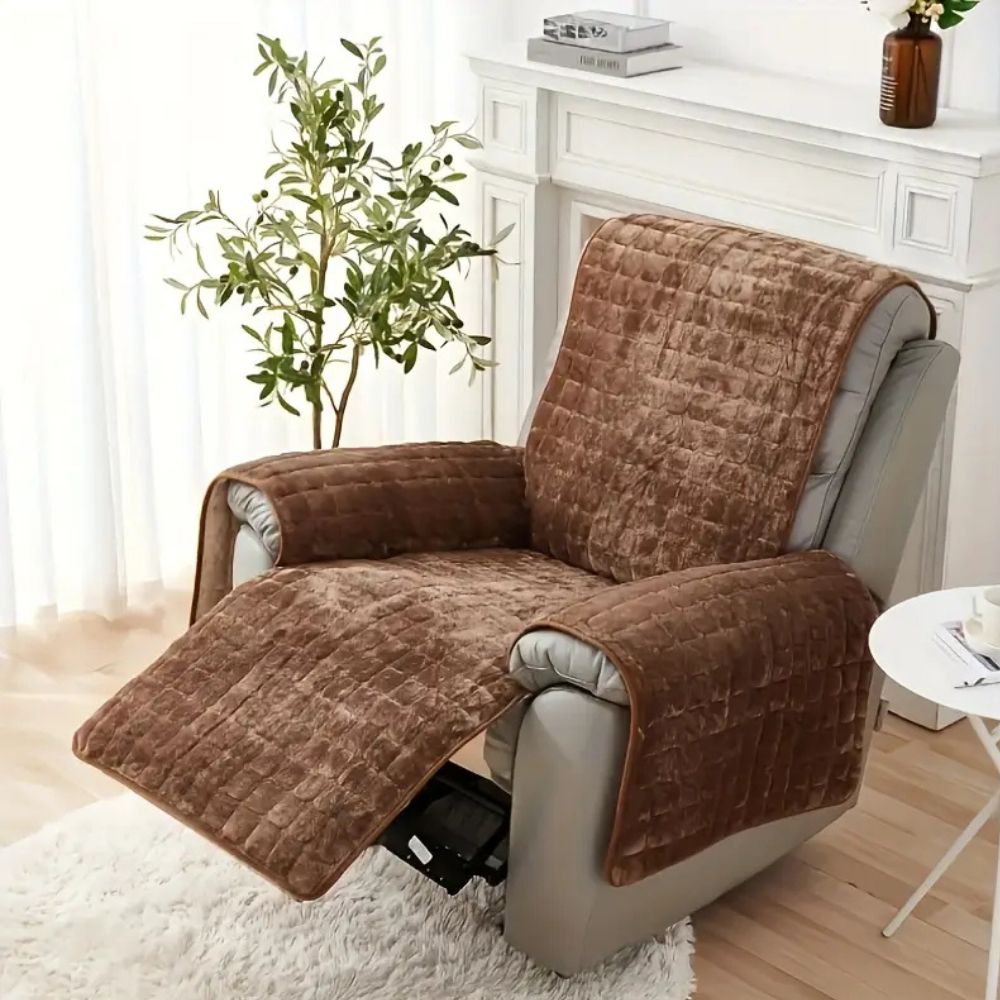 Vibrant Squares Recliner Cover - Microfiber Blend, Non-Slip Design