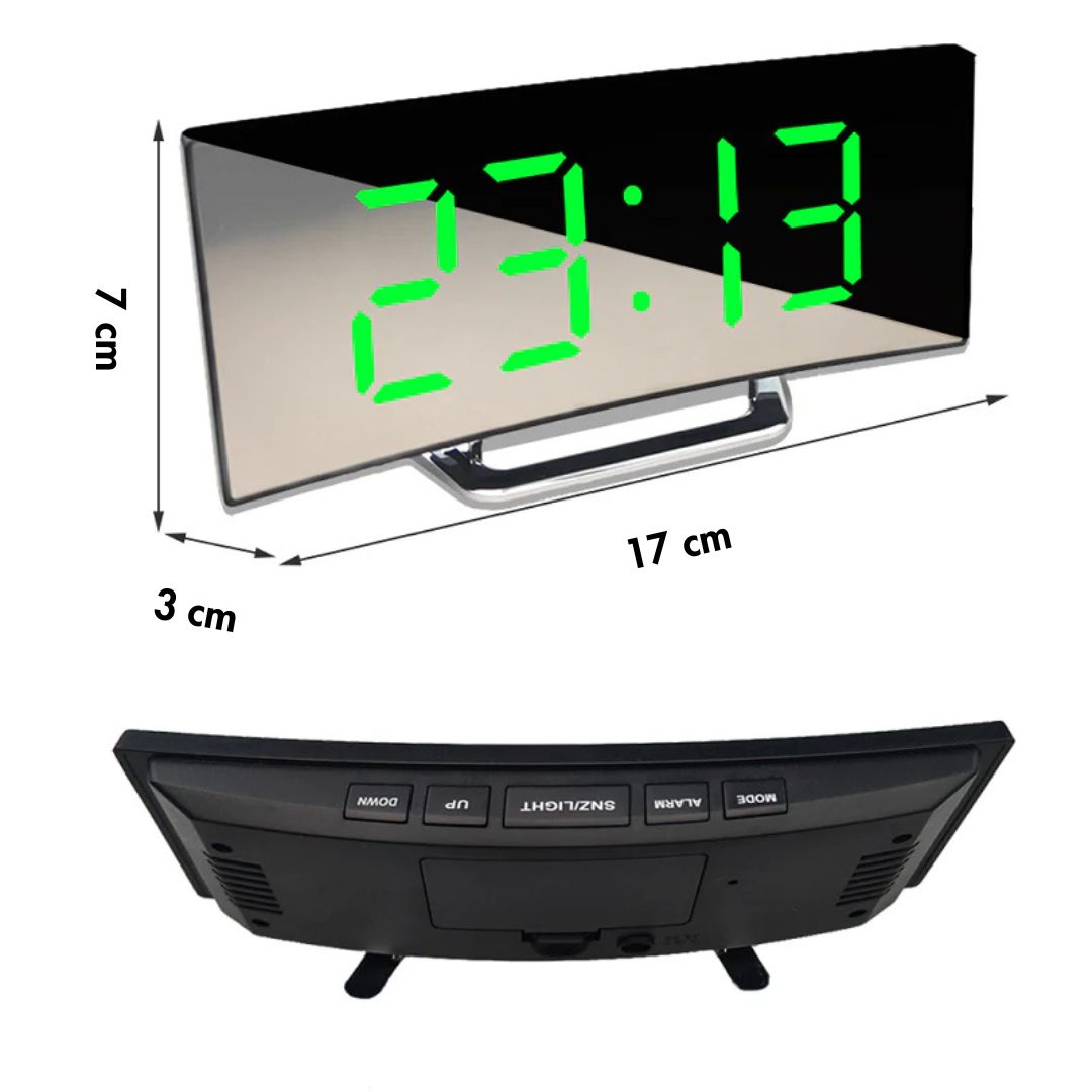 USB-Powered LED Alarm Clock with Curved Screen 6.7 × 2.8 × 1.2 Inches Battery Backup Nightstand Clock Large Display for Bedroom Office Deskt