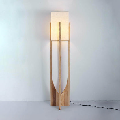 Standing Lamp with Fabric Shade 57 Inches Tall Ash Wood Uplight for Bedrooms Reading Nooks Living Spaces Modern Homes