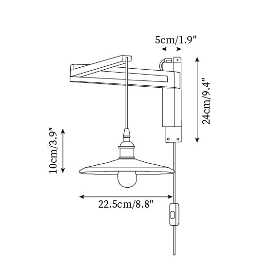 Swing-Arm Sconce with Wood & Brass Construction – Adjustable Directional Lighting for Bedroom, Reading Nook, Hallway – Multiple Shade Styles