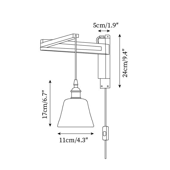 Swing-Arm Sconce with Wood & Brass Construction – Adjustable Directional Lighting for Bedroom, Reading Nook, Hallway – Multiple Shade Styles