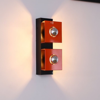 Vintage Look Wall Lamp with Dual LED Heads – Natural Stone Design