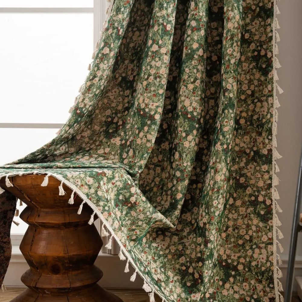 Charming Floral Tassel Curtain Panel for Timeless Décor