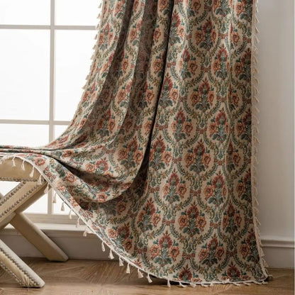 Charming Floral Tassel Curtain Panel for Timeless Décor