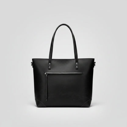 Vintage Leather Tote Bag | Large Zippered Handbag with Adjustable Strap | Stylish Everyday Carry for All Essentials