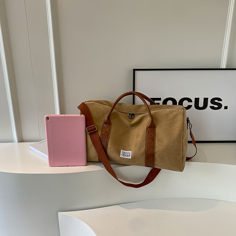 Gym Bag for Men and Women, Vintage Canvas Travel Bag and Travel Duffel Bag with Shoe Compartment for Weekend Trips