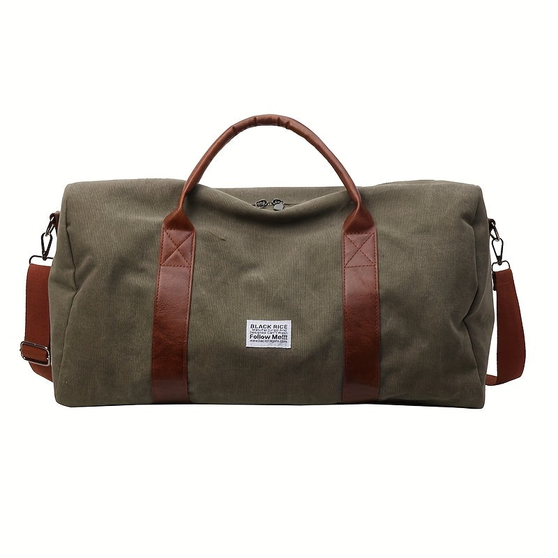 Gym Bag for Men and Women, Vintage Canvas Travel Bag and Travel Duffel Bag with Shoe Compartment for Weekend Trips