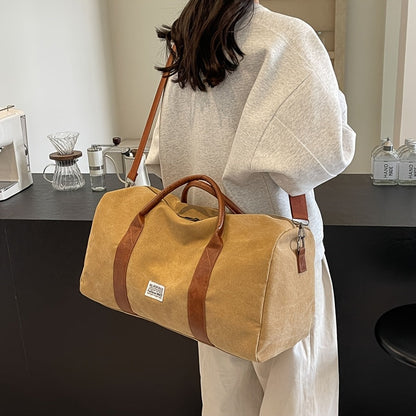 Gym Bag for Men and Women, Vintage Canvas Travel Bag and Travel Duffel Bag with Shoe Compartment for Weekend Trips