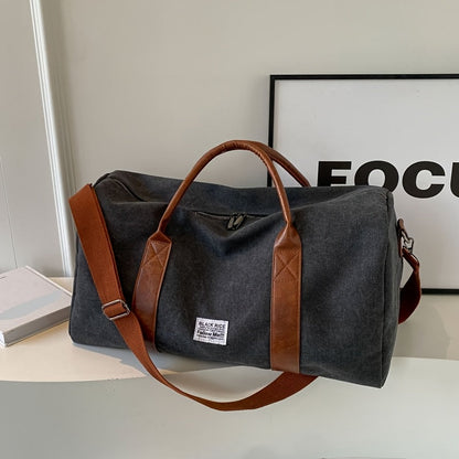 Gym Bag for Men and Women, Vintage Canvas Travel Bag and Travel Duffel Bag with Shoe Compartment for Weekend Trips
