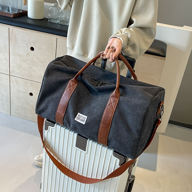 Gym Bag for Men and Women, Vintage Canvas Travel Bag and Travel Duffel Bag with Shoe Compartment for Weekend Trips