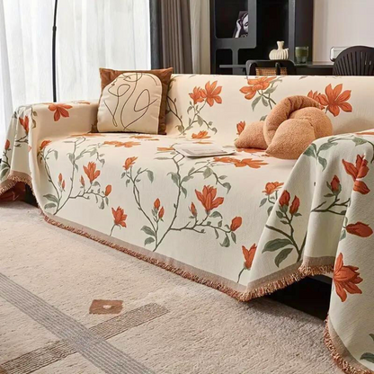 Viva Floral Sofa Cover - Durable Chenille, Elegant Vintage Design