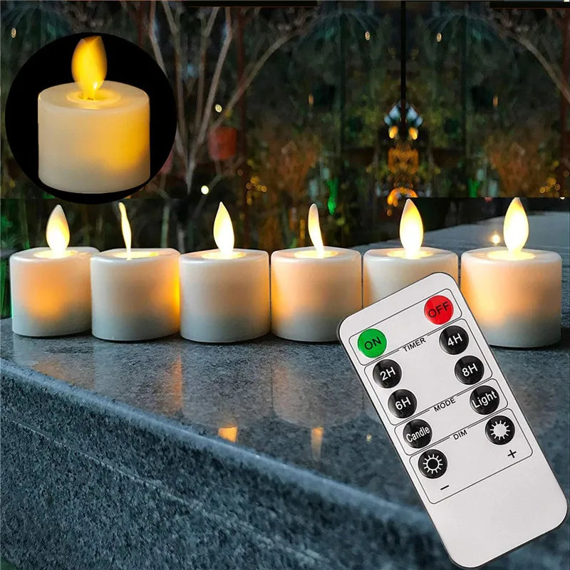 Battery-Operated Flickering LED Candles with Dancing Flame Effect for Home Decor, Dining Room Table Centerpieces, Weddings, Mantel Displays