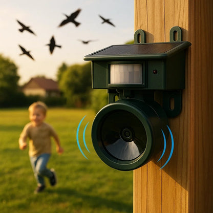 Solar-Powered Bird Deterrent with Motion Sensor and Predator Calls for Yard, Patio, and Roof Protection