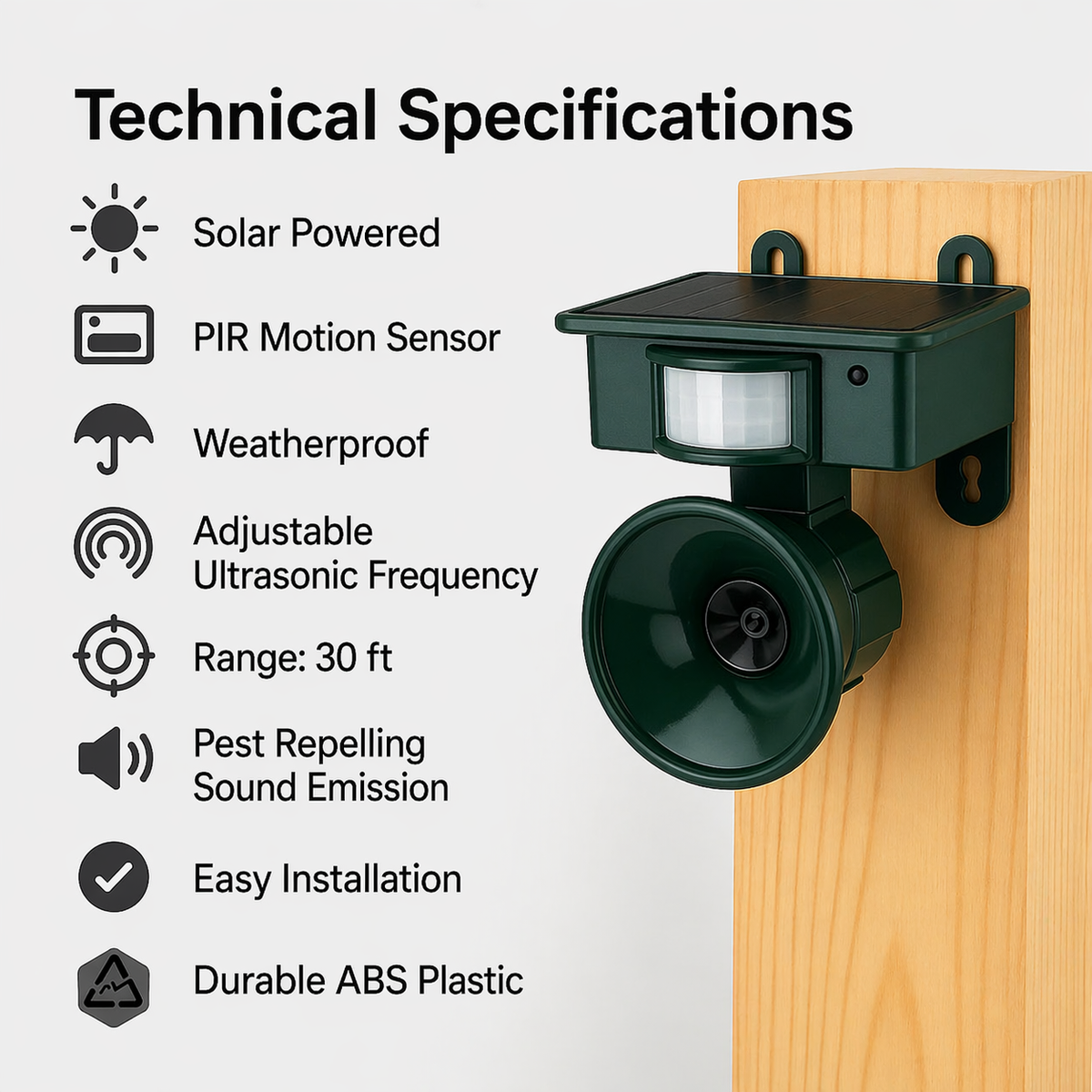 Solar-Powered Bird Deterrent with Motion Sensor and Predator Calls for Yard, Patio, and Roof Protection