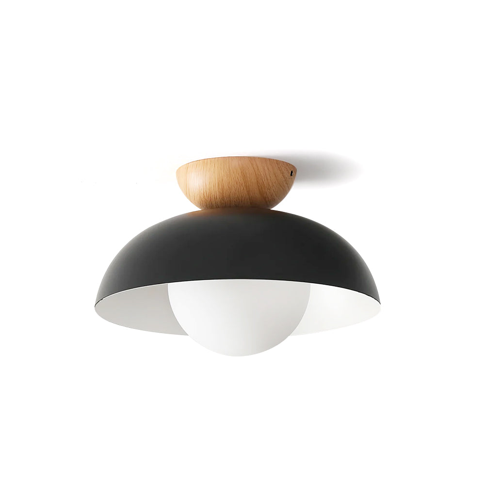 Glass Shade Ceiling Light Fixture 12 Inch Metal Overhead Lamp E26 Base for Kitchen Island Dining Room Modern Suspended Lighting White Black