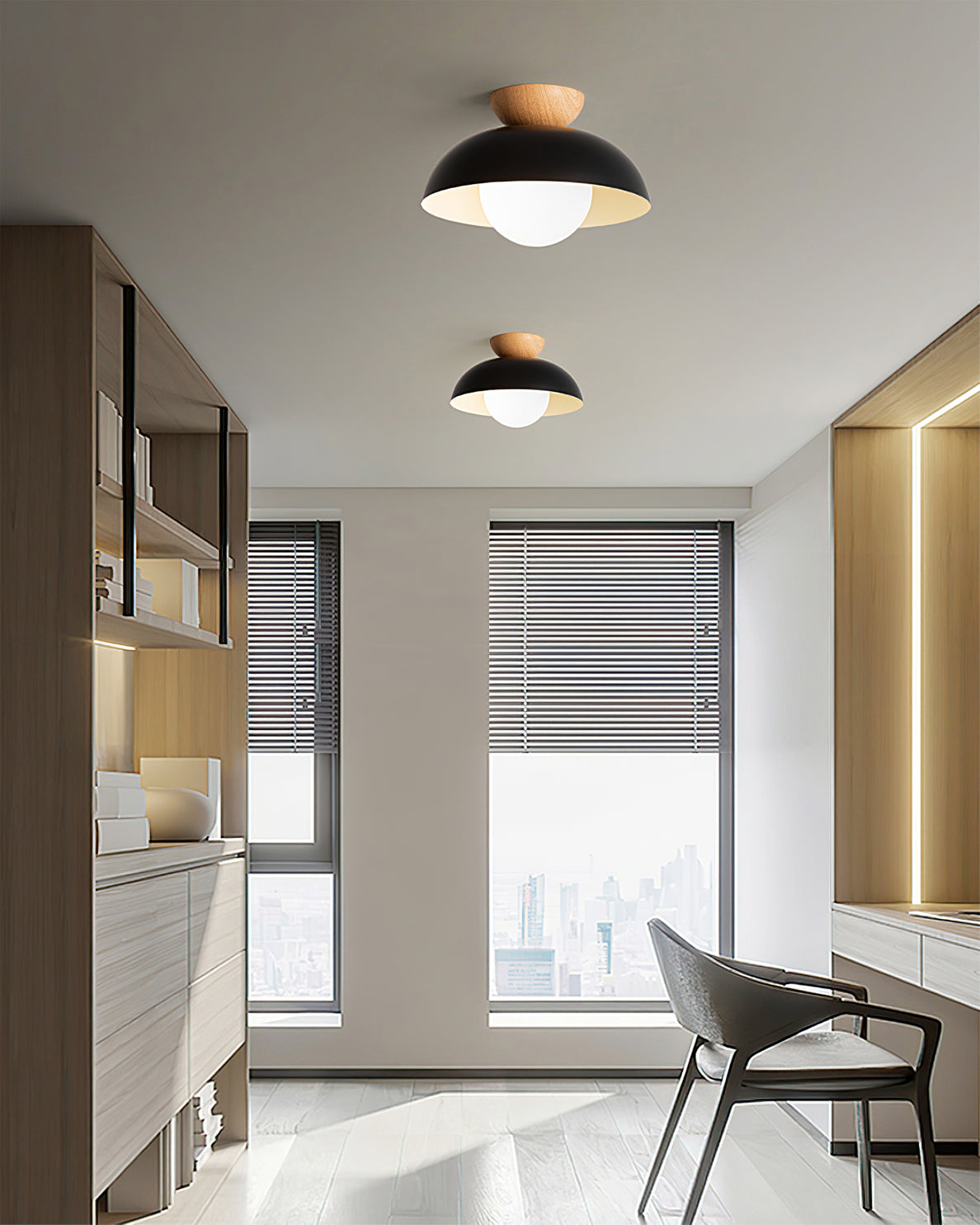 Glass Shade Ceiling Light Fixture 12 Inch Metal Overhead Lamp E26 Base for Kitchen Island Dining Room Modern Suspended Lighting White Black