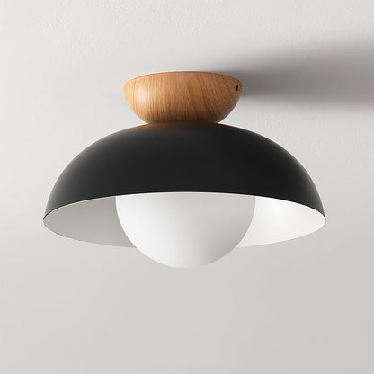 Glass Shade Ceiling Light Fixture 12 Inch Metal Overhead Lamp E26 Base for Kitchen Island Dining Room Modern Suspended Lighting White Black