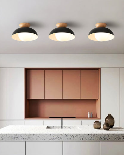 Glass Shade Ceiling Light Fixture 12 Inch Metal Overhead Lamp E26 Base for Kitchen Island Dining Room Modern Suspended Lighting White Black