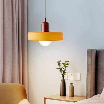 Art Glass Dome Pendant Light Fixture with Adjustable Cord for Kitchen Island Dining Room Bedroom | Modern Round Ceiling Hanging Lamp